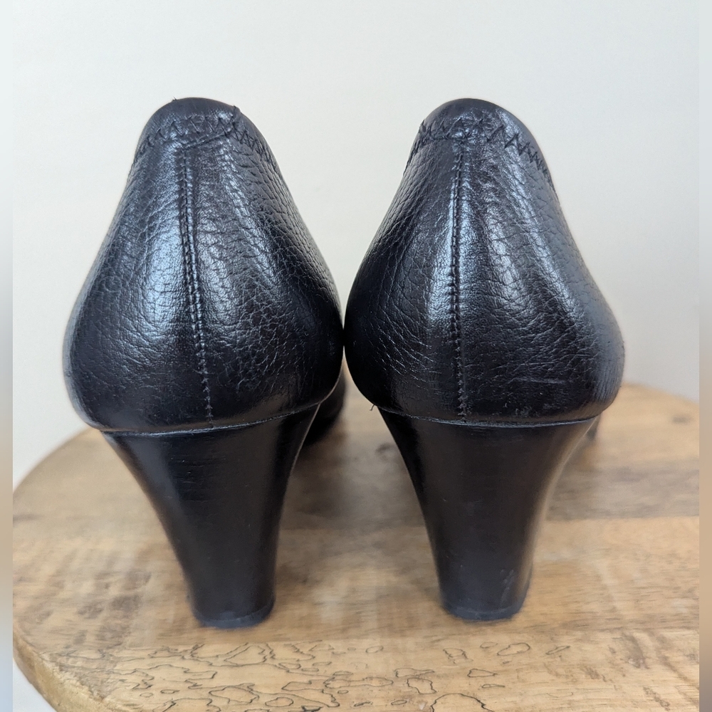Tory Burch Sally Wedges, Black Leather & Silver (SIZE 11) - Picture 6 of 9